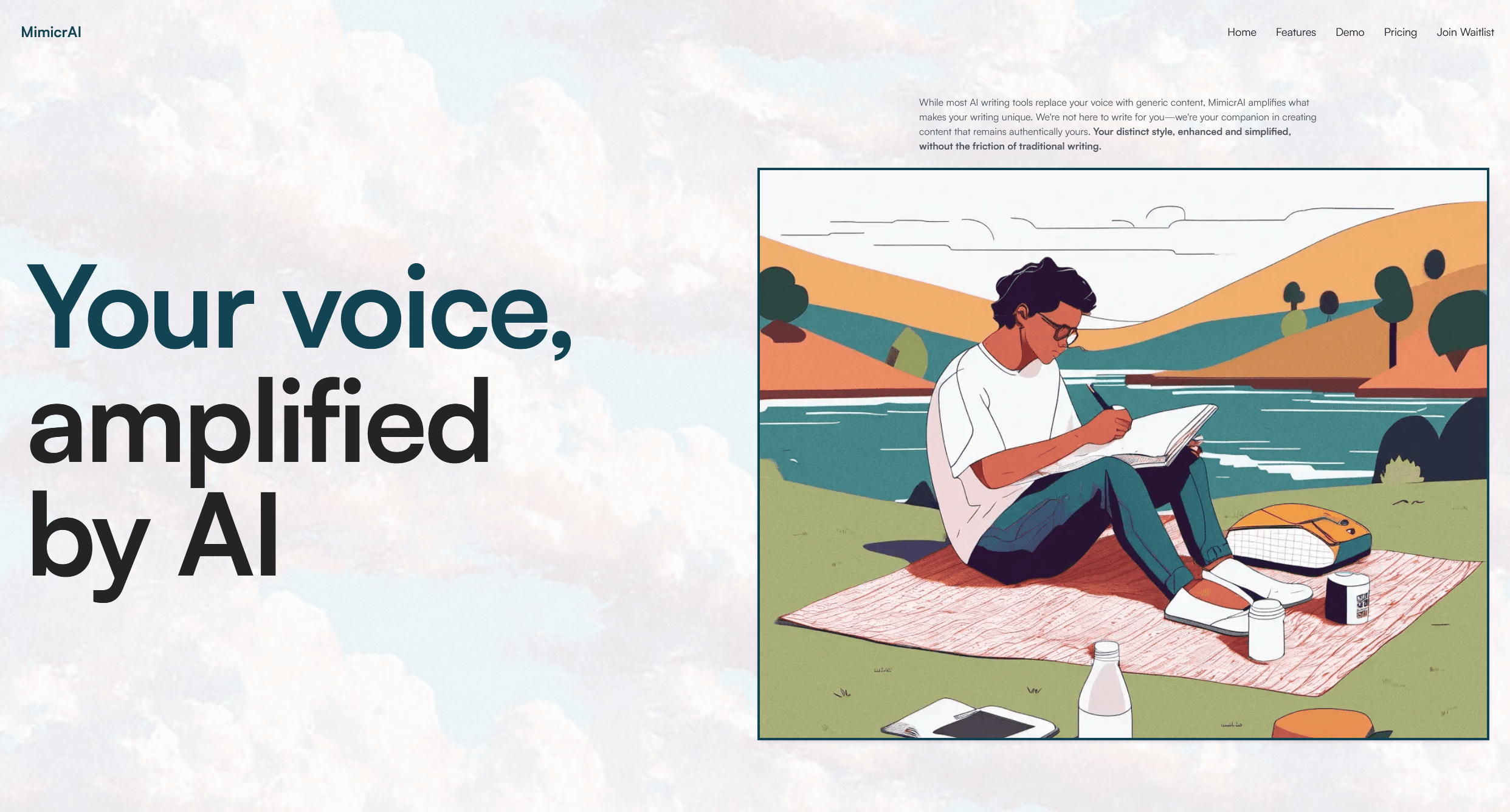 Landing page screenshot