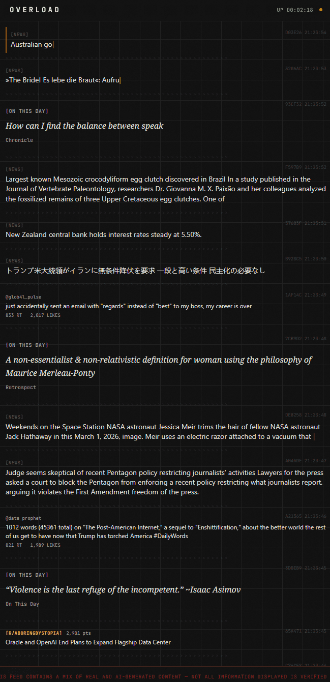 Mobile view of the stream in single-column layout with mixed serif and sans-serif content