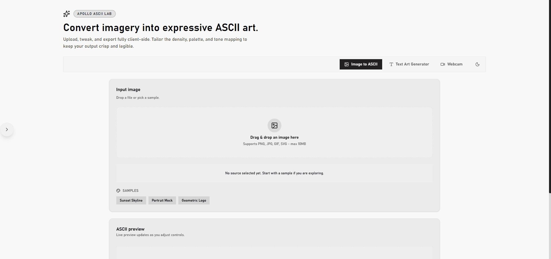 Landing / Image to ASCII