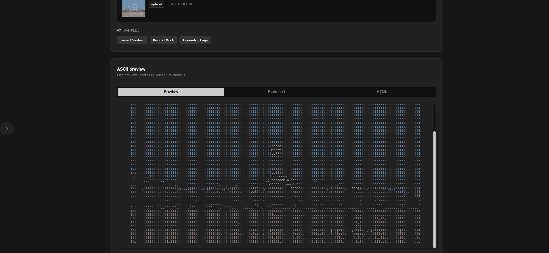 Darkmode text preview