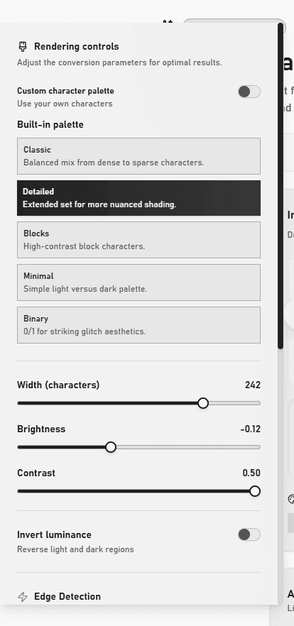 ASCII Preview Controls