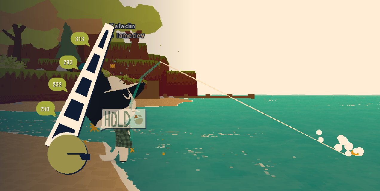 Catching a fish in the game